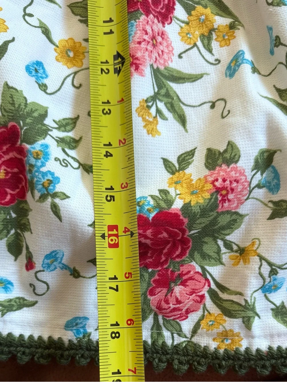 Pioneer Woman Floral Crochet Hanging Kitchen Towel Moss Green Handmade